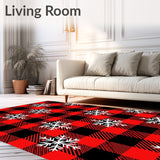 Winter Plaid with Nordic Snowflake Overlay(Red)
