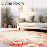 Artistic Floral Area in Blush Pink and Deep Beige Hues(Beige)