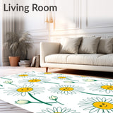 Smiling Daisy Chain Whimsical Folk Art Inspired Floor Covering (Yellow)