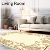 Cream and Beige Ornamental Swirl with Sophisticated Floral Accents(Beige)