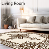 Luxurious Damask Medallion Swirl Trellis Lattice (Brown)