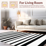Bold Monochrome Striped Area for Versatile Decor Accents(Black)