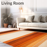 Amber Horizon with Faded Gradient Stripes in Burnt Orange and Brown(Beige)