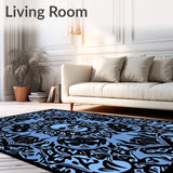 Dark Floral Skull Garden with Mysterious Botanical Accents(Blue)