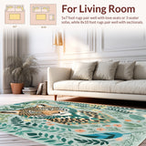 Ultra Soft Area Rug, Non Slip, Stain Resistant, Washable Area Rugs for Living Room, Bedroom, Green Tiger Living Room Area Carpet Vibrant Thin Design(Gray)