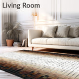 Artistic Mosaic Tile Area with Symmetric Brown Beige Gradient Blocks(Beige)