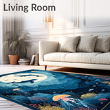 Enchanted Ocean Boho Area Rug Kids Room Playmat Carpet(Blue)