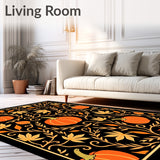 Harvest Pumpkin Vine Motif with Scattered Maple Leaf Accents Autumn(Black)