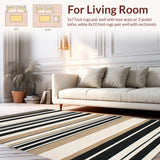 Modern Striped Welcome Area with Bold Black Lines and Tan Accents Entrance(Beige)