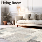Contemporary Geometric Patchwork Area with Interlocking Beige Panels(Gray)