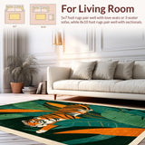 Ultra Soft Area Rug, Non Slip, Stain Resistant, Washable Area Rugs for Living Room, Bedroom, Non-Slip Ultra Thin Bedroom Jungle Tiger Carpet(Green)