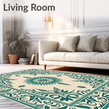 Vintage Distressed Botanical Leaf Medallion Heritage(Ivory)