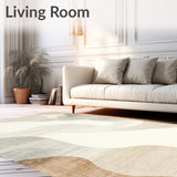 Abstract Cream Dreamscape Area Non Slip Floor(Beige)