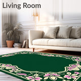 Botanical with Edge Motif and Floral Accents (Green)