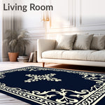 Vintage Damask Scrollwork Design with Elegant Swirl Accent (Blue) - ODIKA