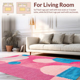 Ultra Soft Area Rug, Non Slip, Stain Resistant, Washable Area Rugs for Living Room, Bedroom, Abstract Boho Washable(Pink)