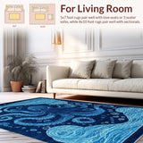 Coastal Kraken Adventure Deep Blue Sea Floor Covering(Blue)