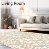 Elegant Indoor Area with Intricate Geometric Designs in Beige Tones(Beige)