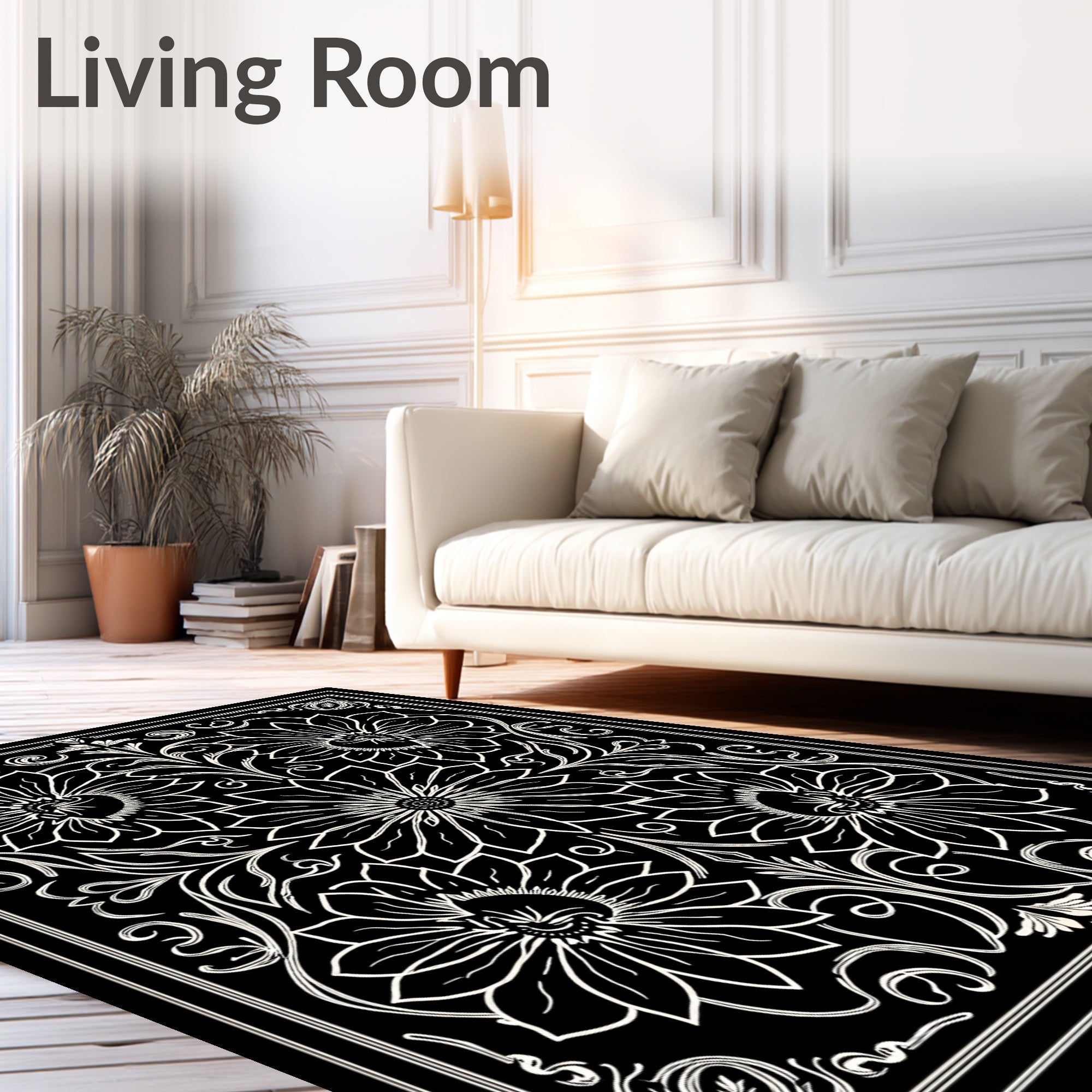 Moody Jungle Lotus and Mushroom Art Nouveau Flora (Black) - ODIKA