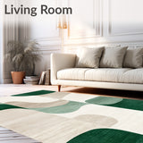 Indoor Non Shedding Beige Green Modern Abstract Area(Green)