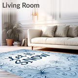 Let It Snow Script with Whimsical Swirl Design(Blue)