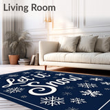 Let It Snow Typography Doormat Elegant Script Lettering Winter Theme(Blue)