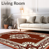 Vintage Medallion Tapestry with Intricate Damask Flourishes(Brown)