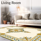 Elegant Medallion Motif Featuring Ornate Interlocking Floral Accents (Ivory) - ODIKA