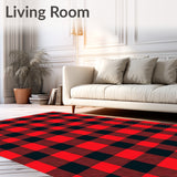 Classic Check Plaid Featuring Bold Crimson and Ebony Stripes(Red)