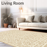 Beige Artistic Lattice Sophisticated Floor Covering(Beige)