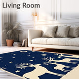 Festive Reindeer Throw with Starry Night Design(Ivory)