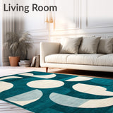 Chic Geometric Area with Teal and Cream Overlapping Shapes(Blue)