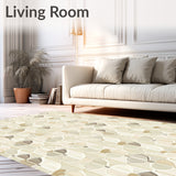 Boho Style Area Scallop Motif Natural Beige Colors(Beige)