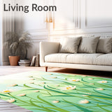 Ethereal Watercolor Botanical Meadow Stain Resistant(Green)