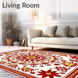 Nordic Starburst Boho Tapestry with Festive Embellishments(Red)