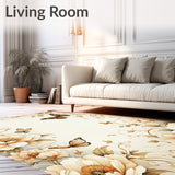 Artistic Beige Blossom Graceful Butterfly Flower Area(Beige)