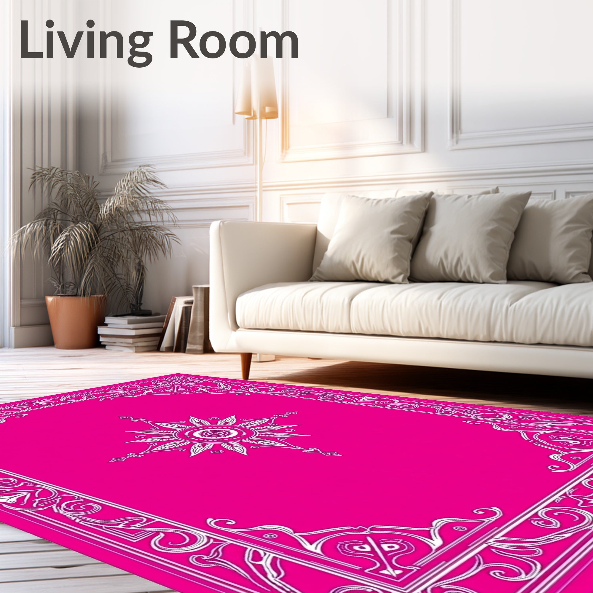 Elegant Baroque Inspired Medallion Featuring Fade Resistant (Pink) - ODIKA