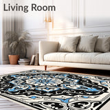 Boho Mosaic Medallion with Ornate Floral Accents (Black) - ODIKA