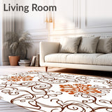 Floral Damask Design with Interlocking Vines and Ornamental Petal Scrolls(Brown)