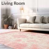 Floral Area Bohemian Flair Modern Home Decor Pink & Beige(Pink)