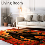 Roaring Predator Autumn Woodland Adventure Hunting Territory Scene(Brown)