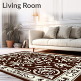 Elegant Damask Flourish with Stylized Leaf and Baroque Inspired Detailing (Brown)