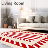 Cane Stripe Medallion with Festive Ribbon Framework(Red)