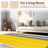 Ultra Soft Area Rug, Non Slip, Stain Resistant, Washable Area Rugs for Living Room, Bedroom, Microfiber Striped Shower(Yellow)