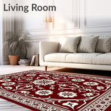 Floral Arabesque Symmetrical Damask Interwoven Artistic(Red)