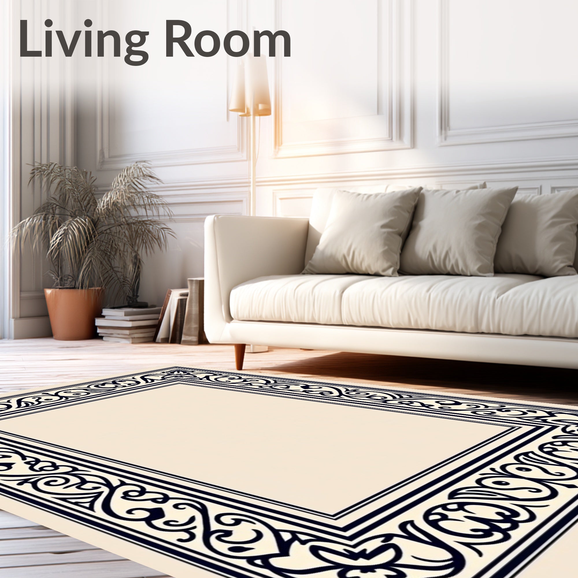 Artisan Crest Interlocking Chevron and Baroque Fretwork (Beige) - ODIKA