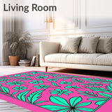 Tropical Bloom Corridor Featuring Lush Botanical Motifs(Pink)