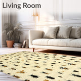 Bug Print Non Slip Beige Area(Beige)