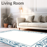 Classic Distressed Floral Scrolls with Delicate Curvilinear Embellishments (Blue)