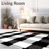 Buffalo Check Doormat with Timeless Gingham Design(Black)
